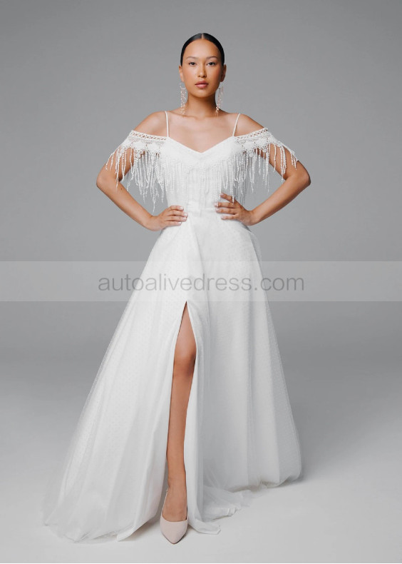 Cold Shoulder Ivory Bohemian Wedding Dress Cold Shoulder Ivory Bohemian Wedding Dress